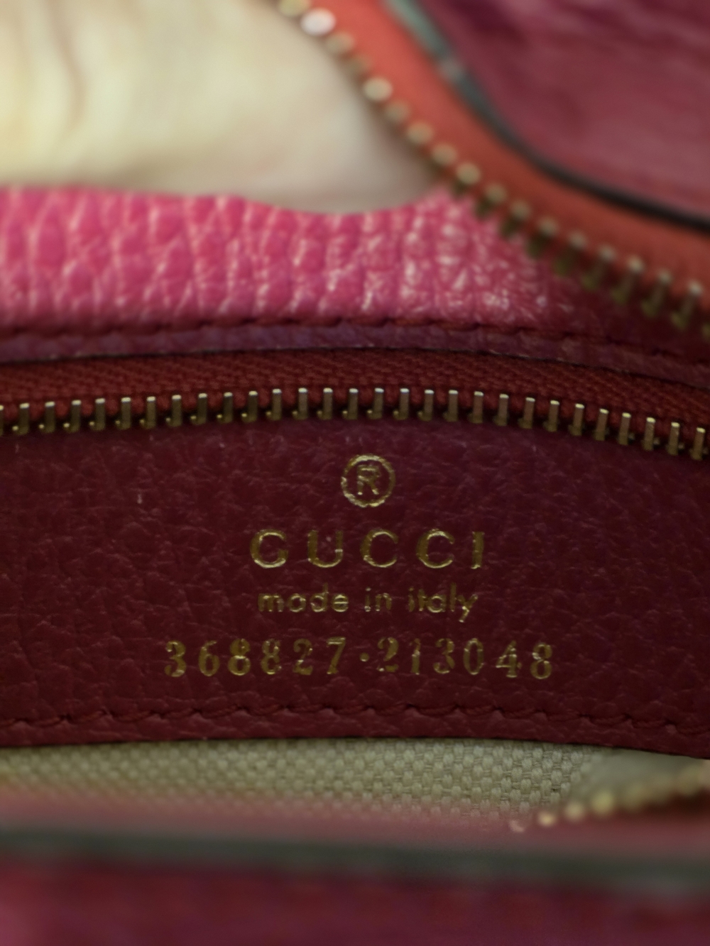 Gucci Fuchsia Pebbled Leather Satchel with Gold Logo/ GORGEOUS! - Picture 7 of 12